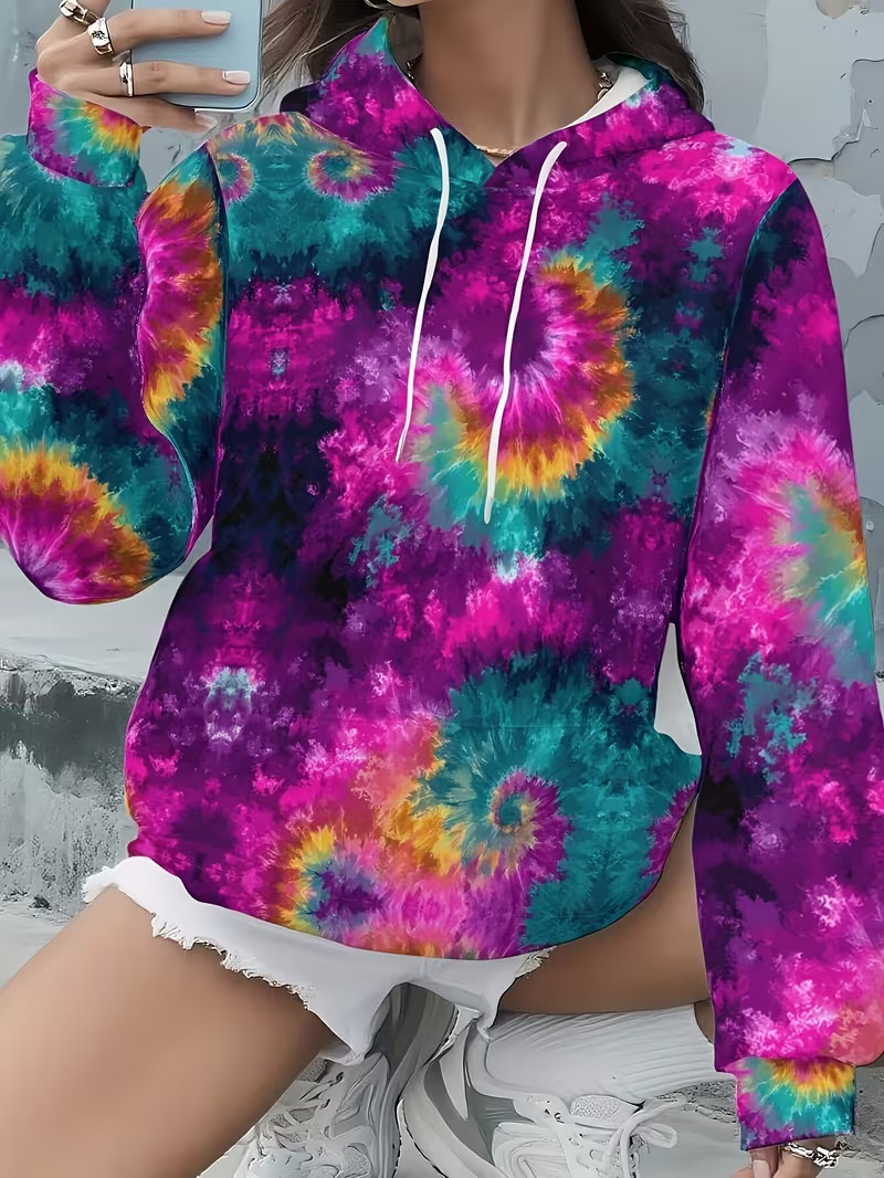 Women's Colorful Print Casual Hoodie