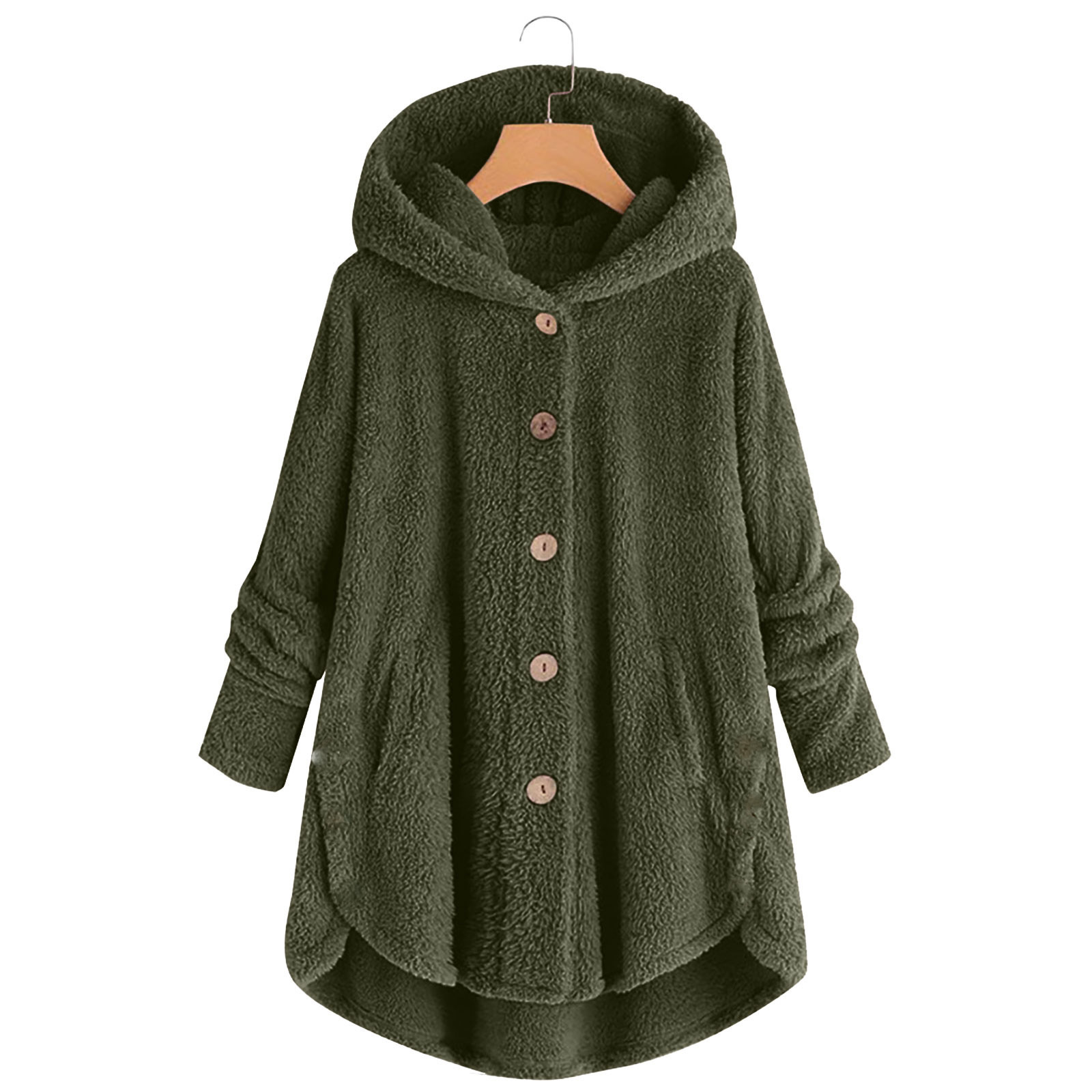 Women's Asymmetrical Fleece Hooded Cardigan with Pockets