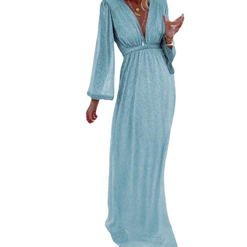 Women's V-Neck Long Sleeve Sequin Dress