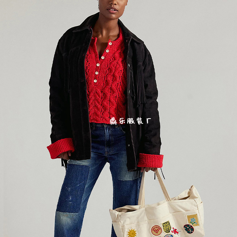 Cable-Knit Button-Trim Pullover Sweater