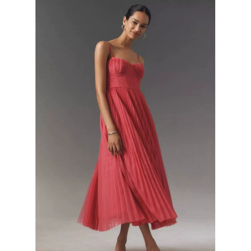 Sleeveless V-Neck Open-Back Ruched A-Line Evening Dress