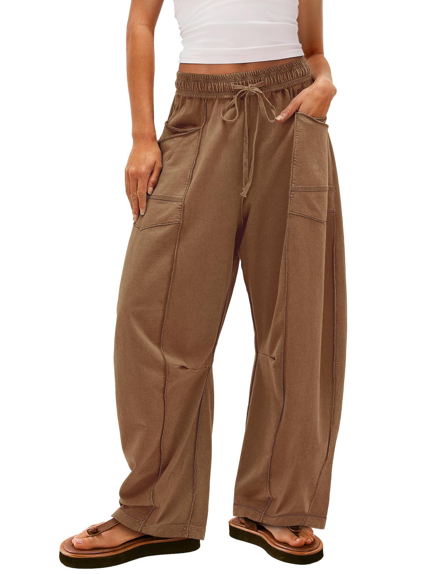 Women's Loose Wide-Leg Drawstring Waist Sweatpants Casual Summer Pants