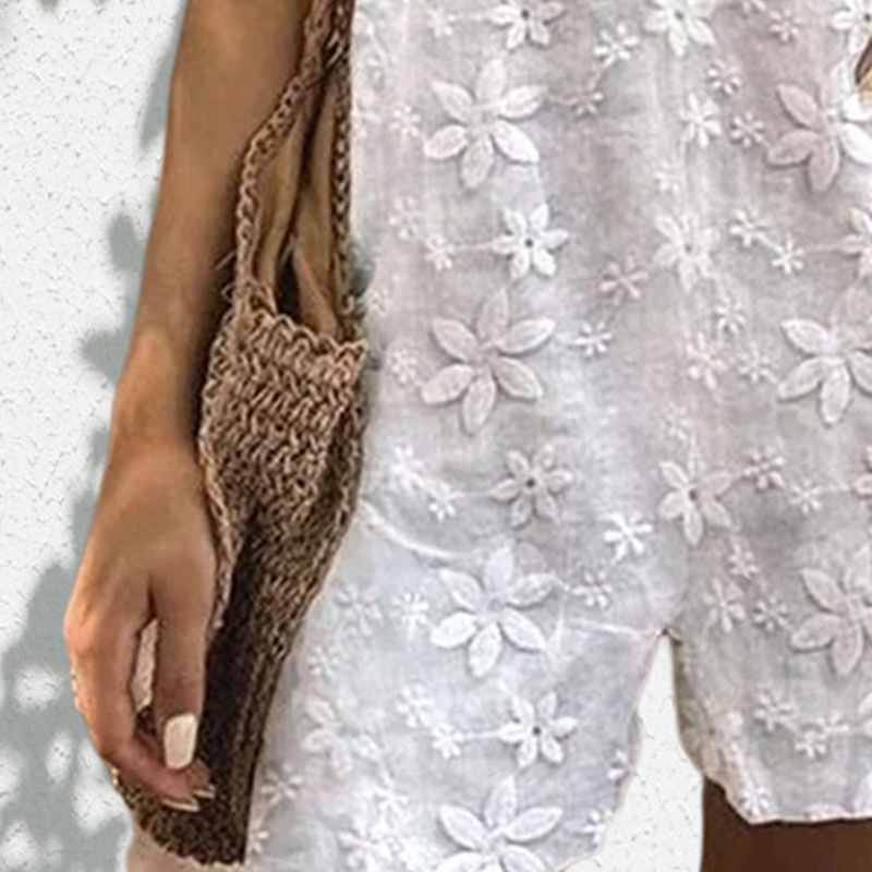 Women's Sleeveless Lace Bow Strap Romper