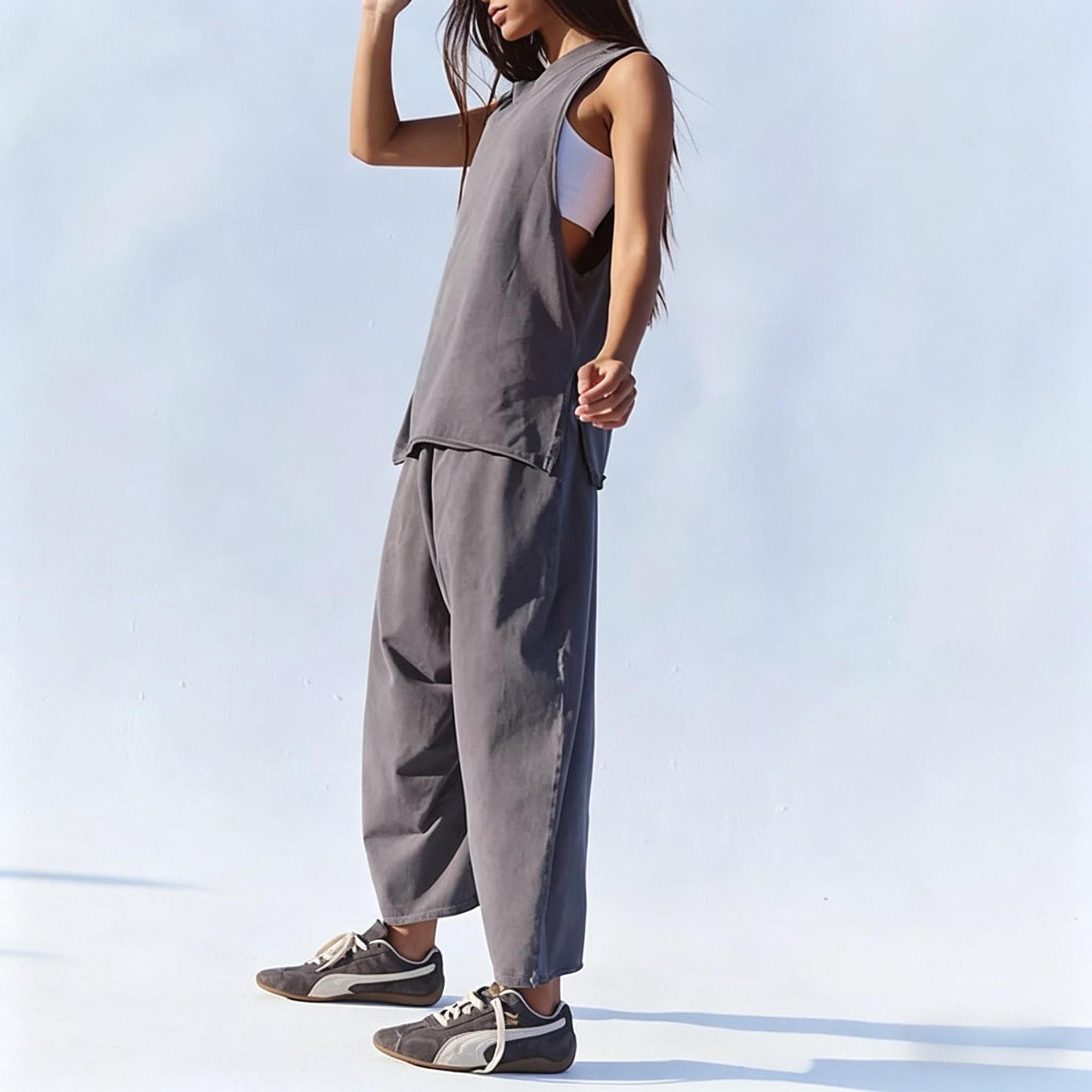 Women's Sleeveless Side-Tie Loose Fit Two-Piece Set