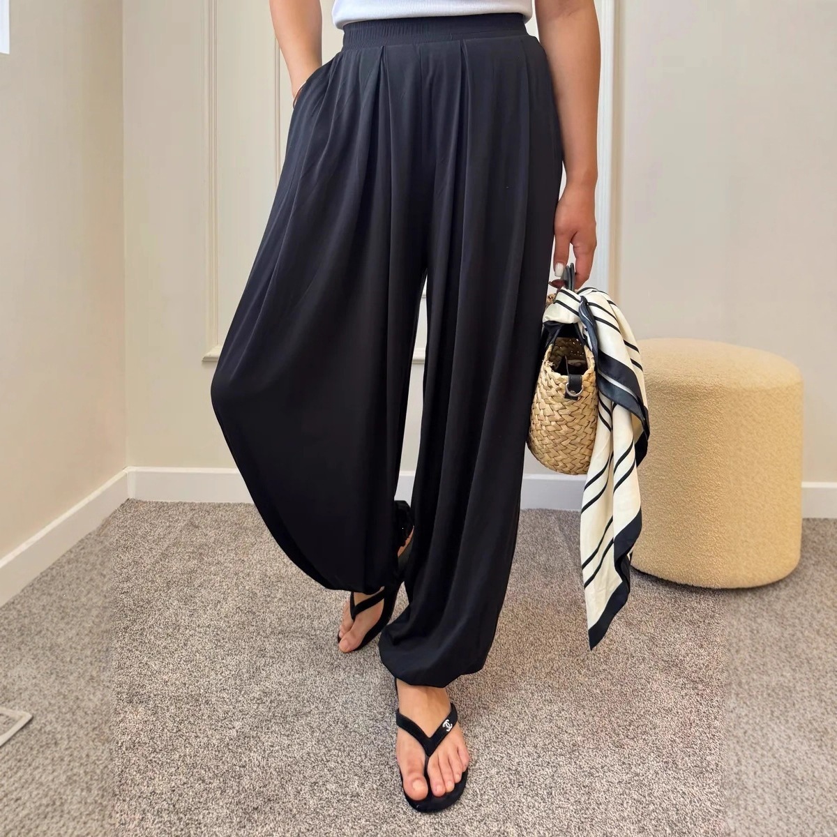 Women's Wide-Leg Pants with Pockets, Loose Casual Streetwear