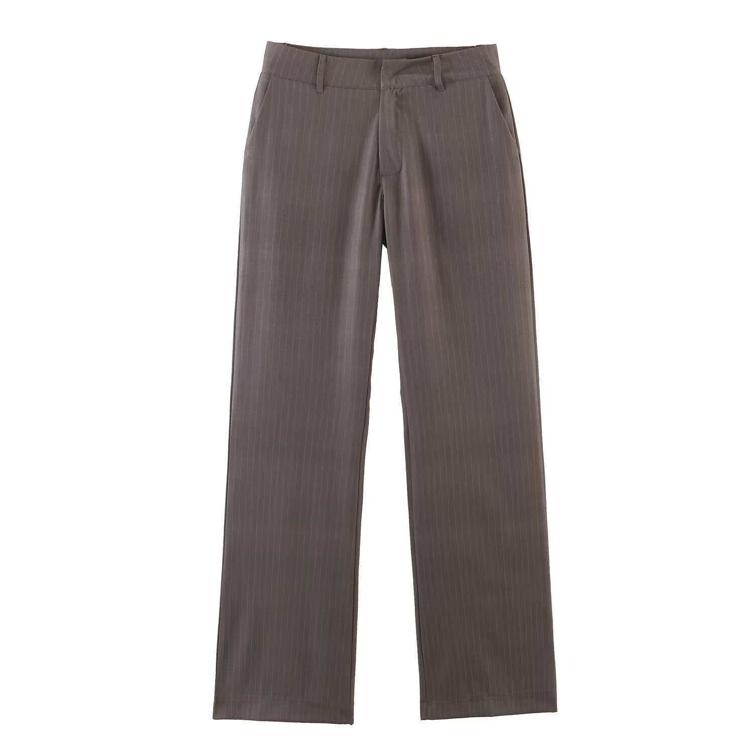 Women's Striped Blazer & Wide-Leg Pants Set