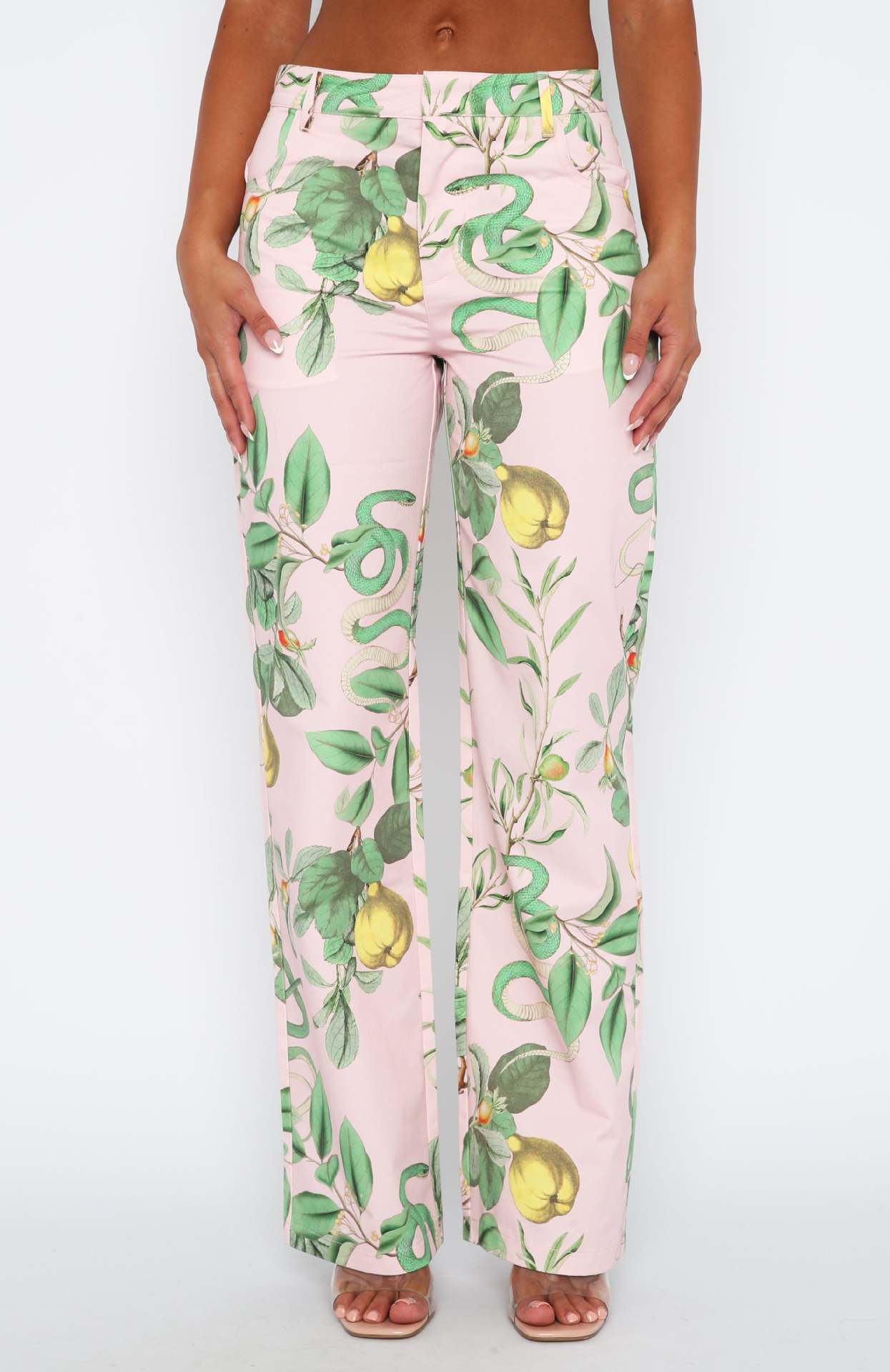 Women's Printed Straight-Leg Mid-Rise Casual Pants