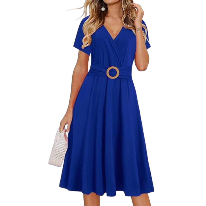 Women's Midi Printed Swing Dress Short Sleeve Pullover