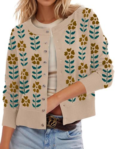 Women's Polka Dot Print Button Cardigan Sweater