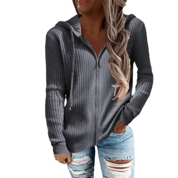 Women's Fleece-Lined Zip-Up Hoodie Long Sleeve Cardigan