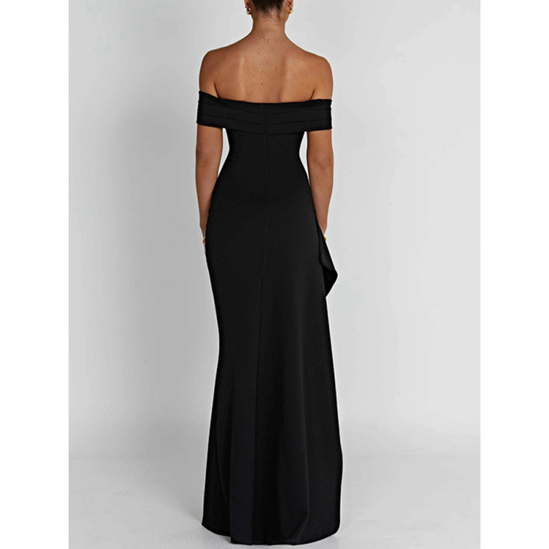 Off-Shoulder Slit Long Party Dress