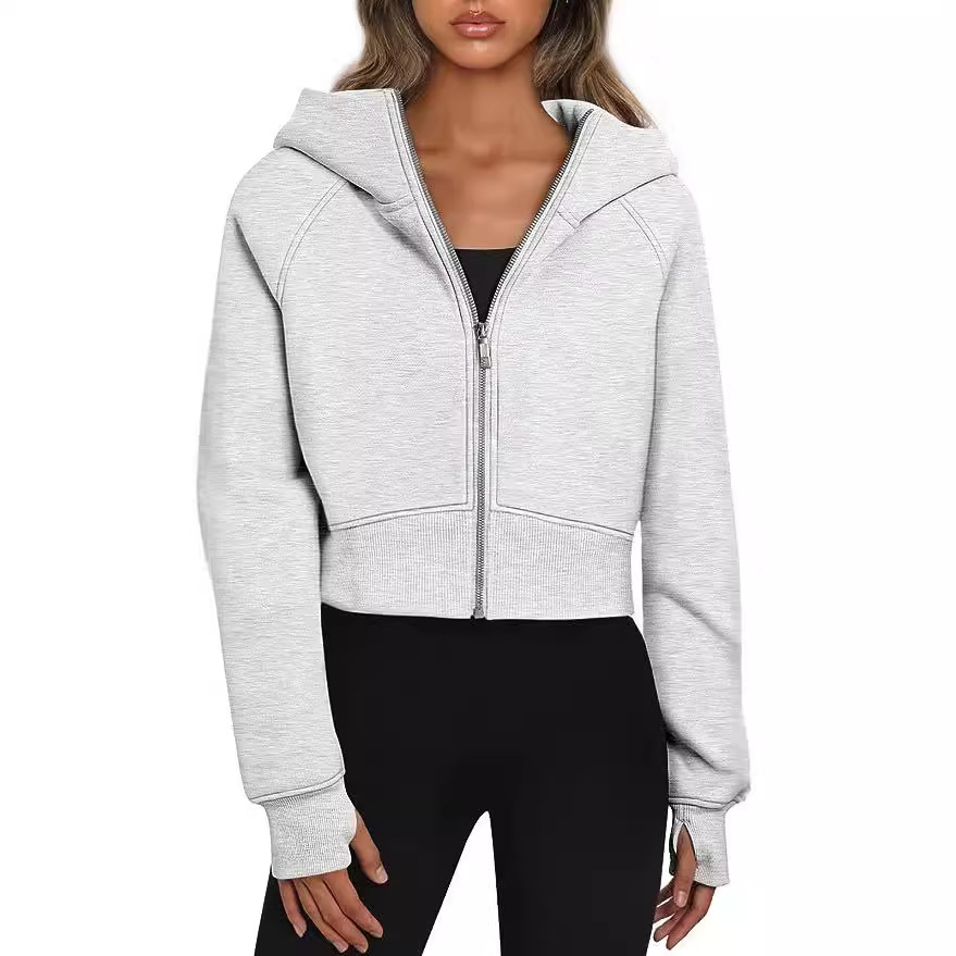Fleece-Lined Hooded Zip-Up Sweatshirt Jacket