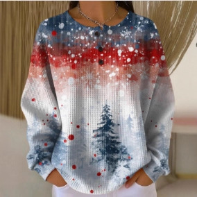 Women's Plaid Pumpkin Floral Butterfly Print Button Sweatshirt