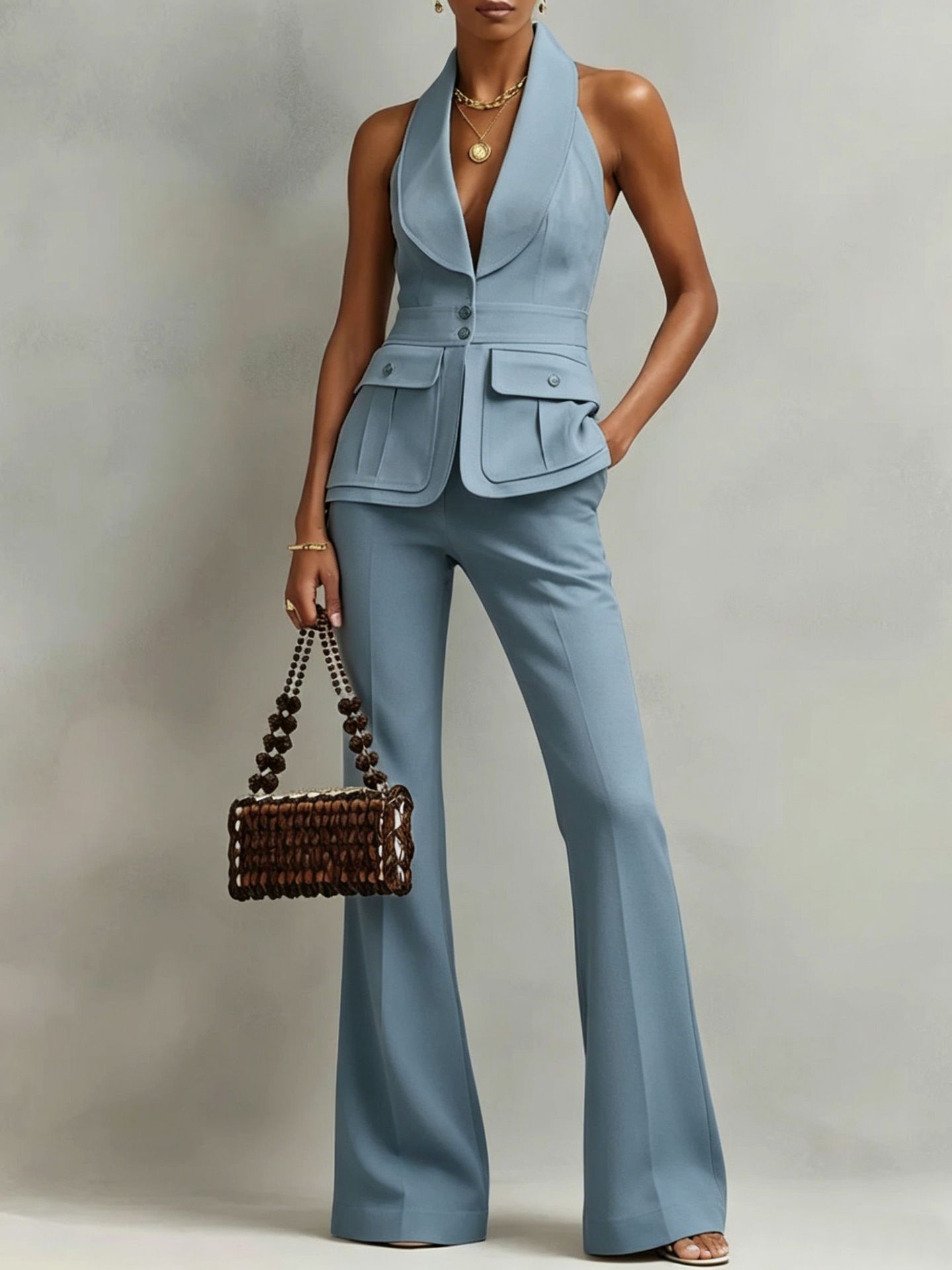 Women's Sleeveless High-Waist Minimalist Two-Piece Set