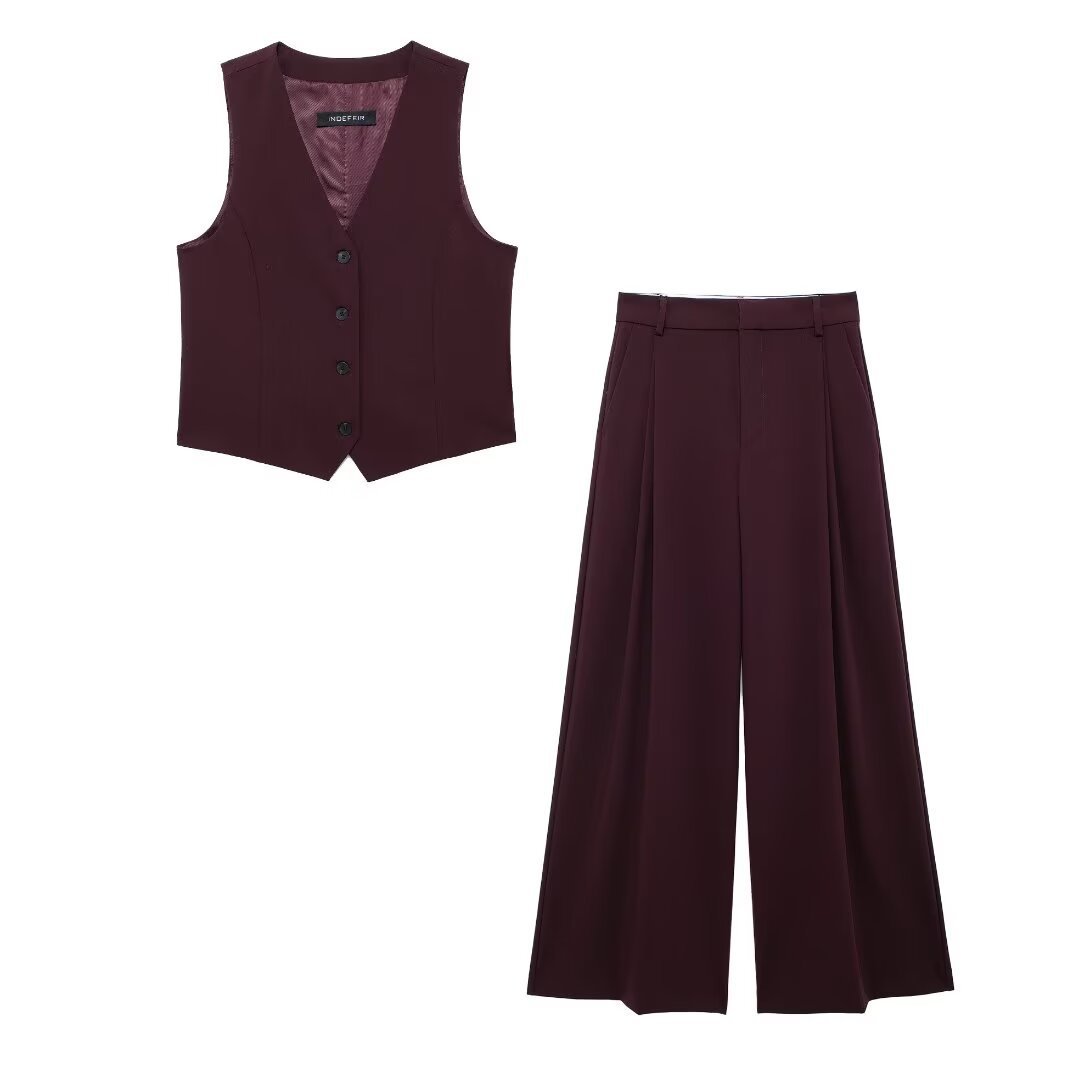 Women's Slim Fit Sleeveless Vest and Pants Set Streetwear