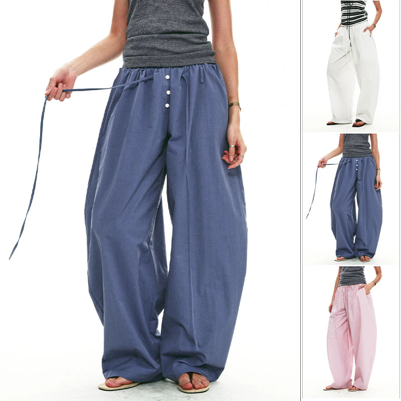 Women's French Style Balloon Pants High Waist Pleated Loose Fit