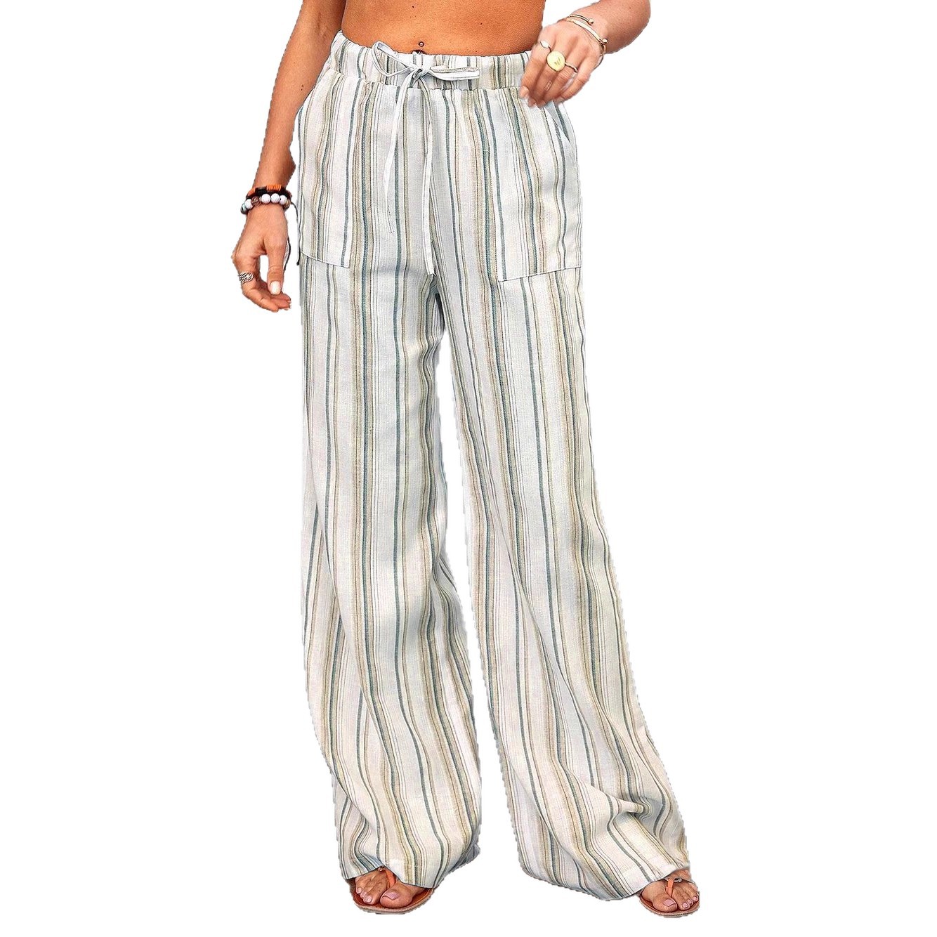 Women's Loose Striped Print Casual Pants
