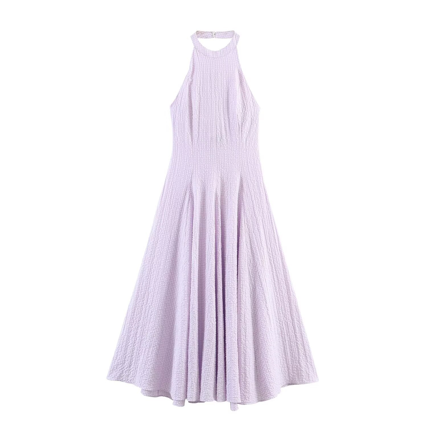 Women's Sleeveless Round Neck Midi Dress Solid Color Straight Fit