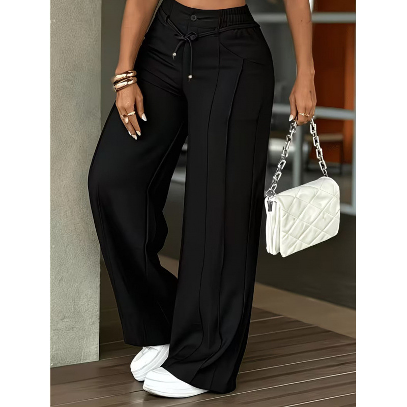 Women's Casual Straight-Leg Drawstring Pants with Pintuck Detail