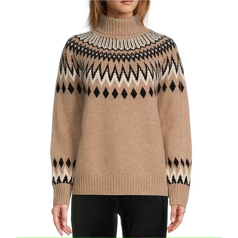 Women's Half Turtleneck Colorblock Slim Fit Knit Sweater