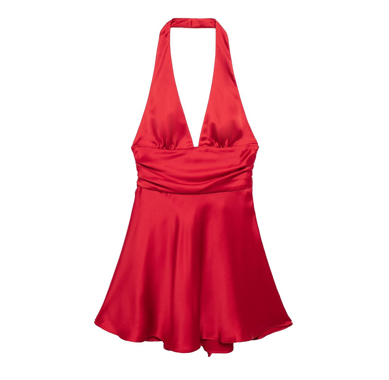 Women's Satin Halter Neck Open Back Dress