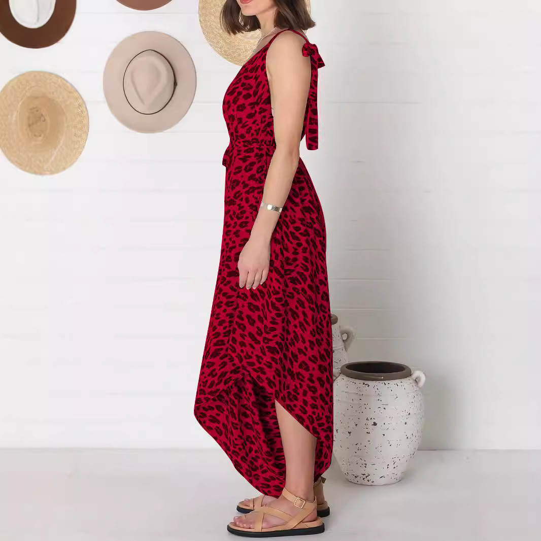Women's Leopard Print Sleeveless Wide-Leg Jumpsuit