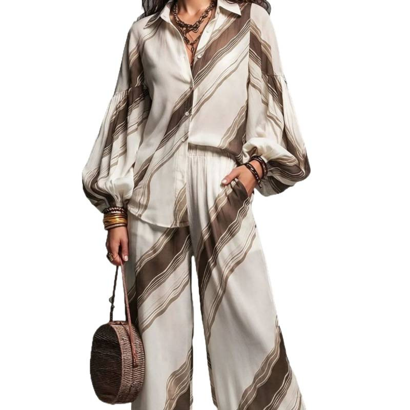 Women's Loose-Fit Shirt and Pants Two-Piece Set