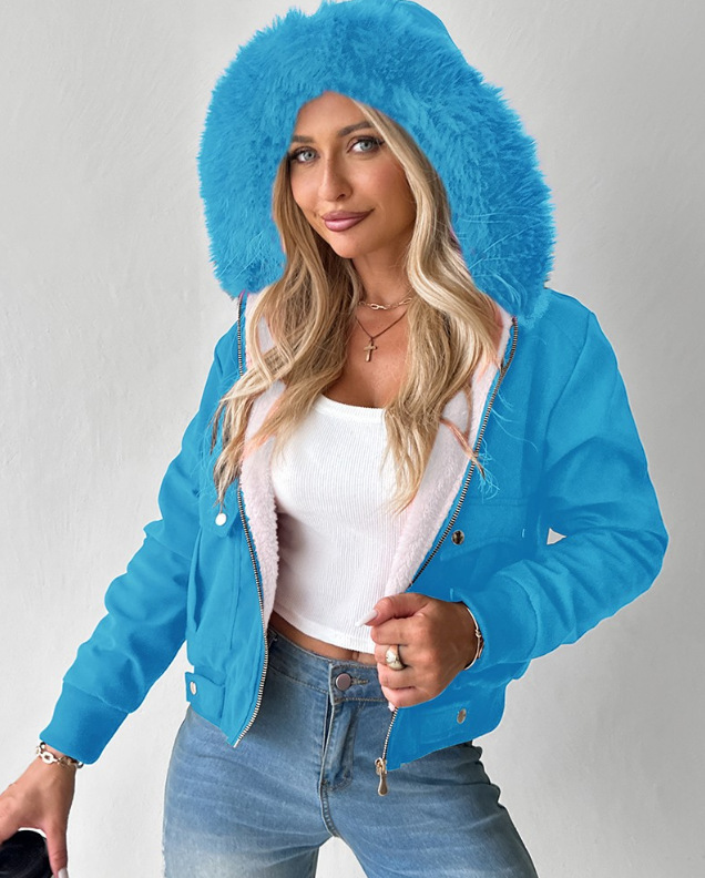 Women's Fleece-Lined Hooded Casual Jacket