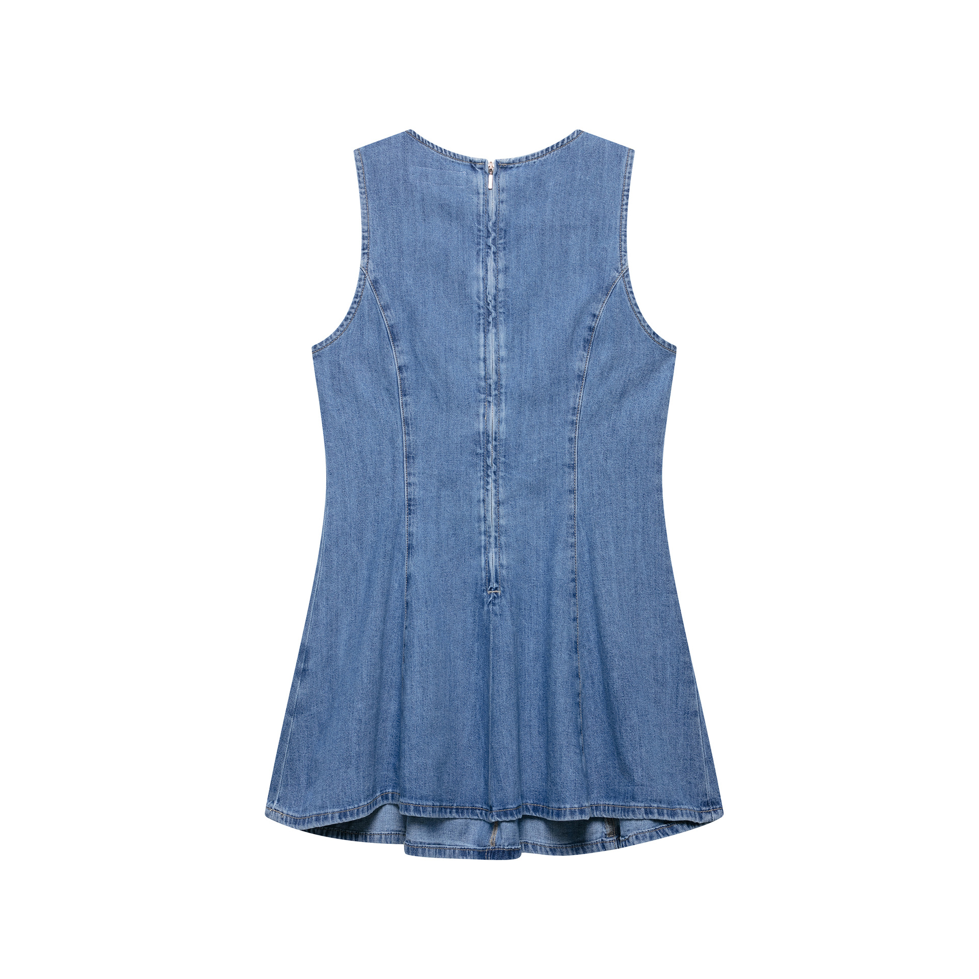 Women's Sleeveless Button-Front Striped Pleated Mini Dress