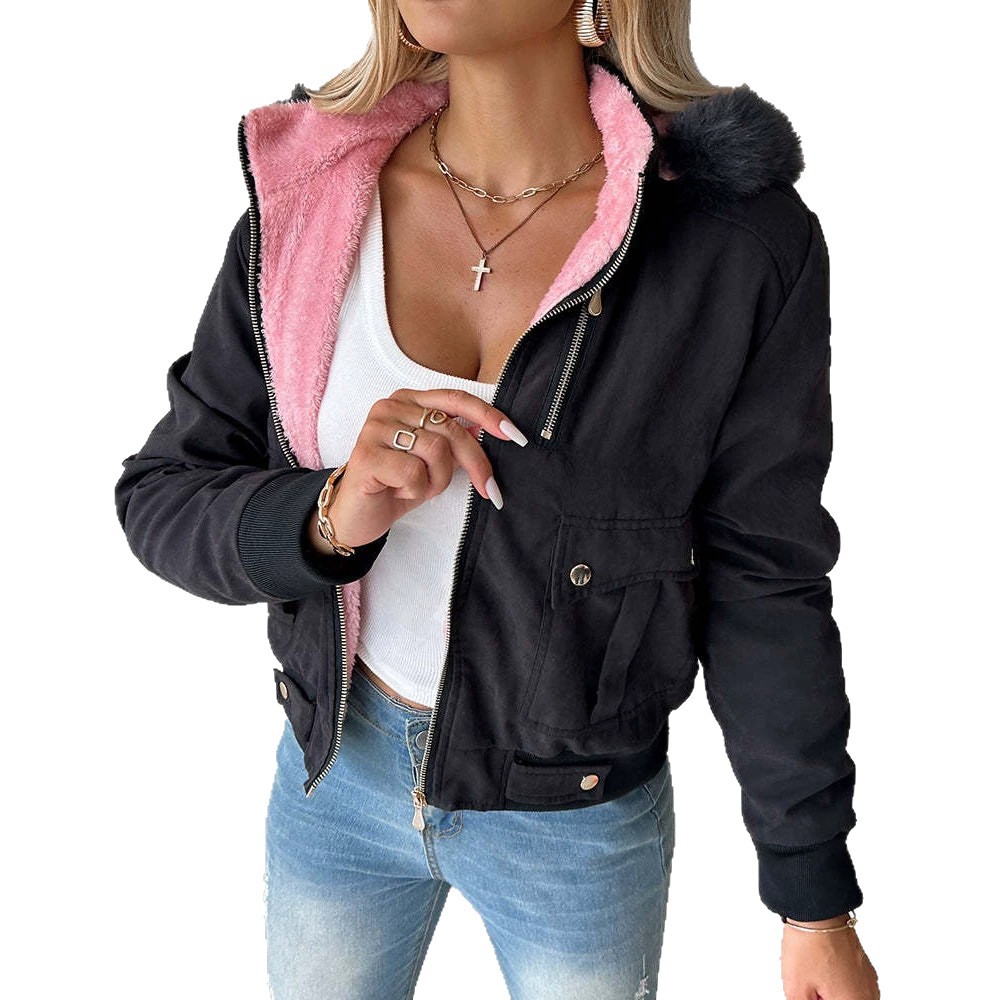 Women's Fleece-Lined Hooded Casual Jacket