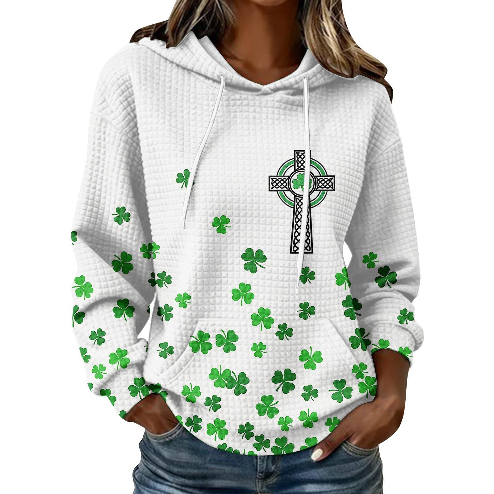 Women's Clover Cross Letter Print Hoodie