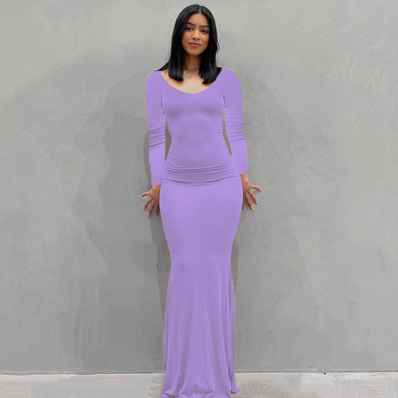 Skims-Inspired Long Sleeve Bodycon Lounge Dress