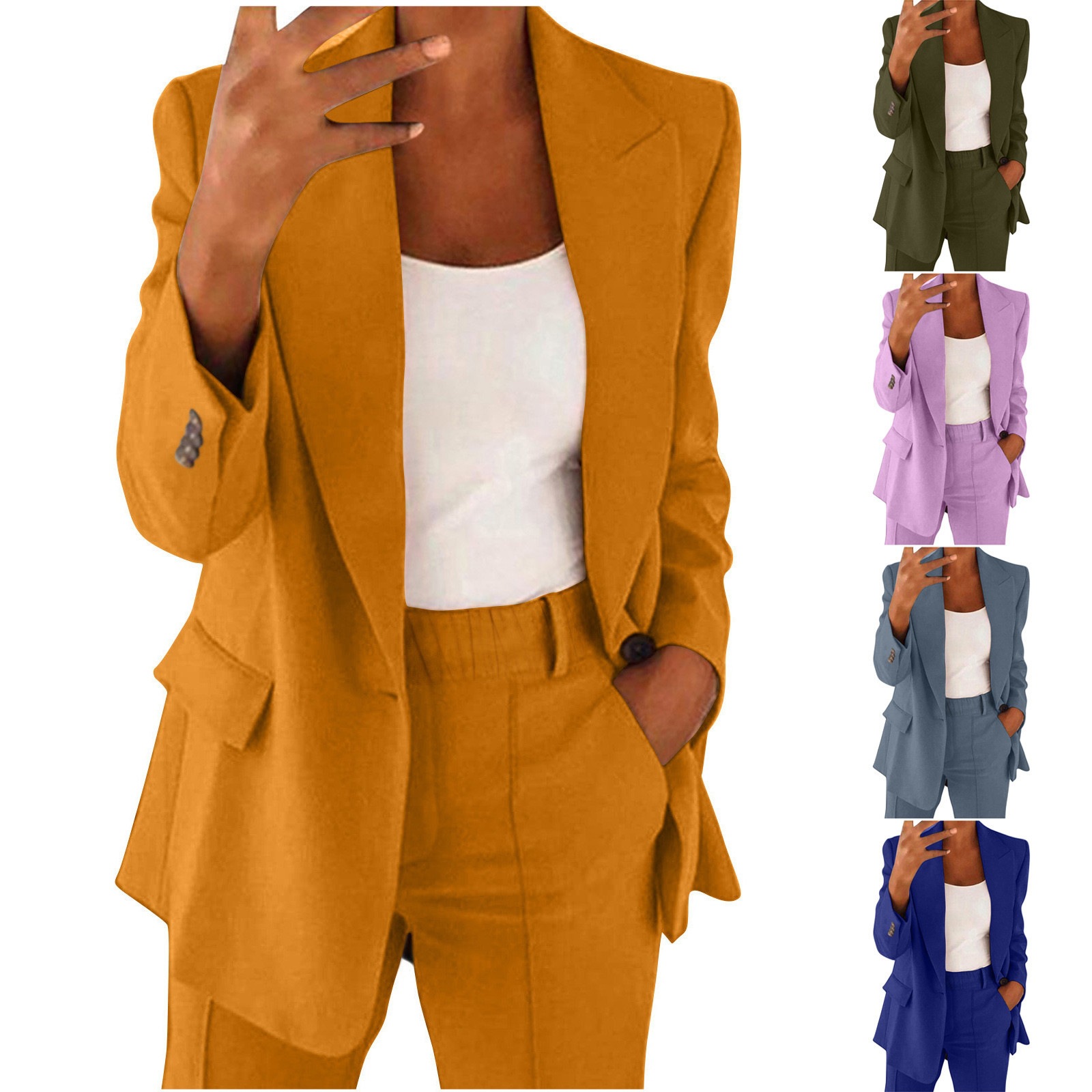 2026 New Cross-Border European & American Fall/Winter Women's Commuter Suit Set – Elegant Long-Sleeve Blazer and Pants Two-Piece Set for Women