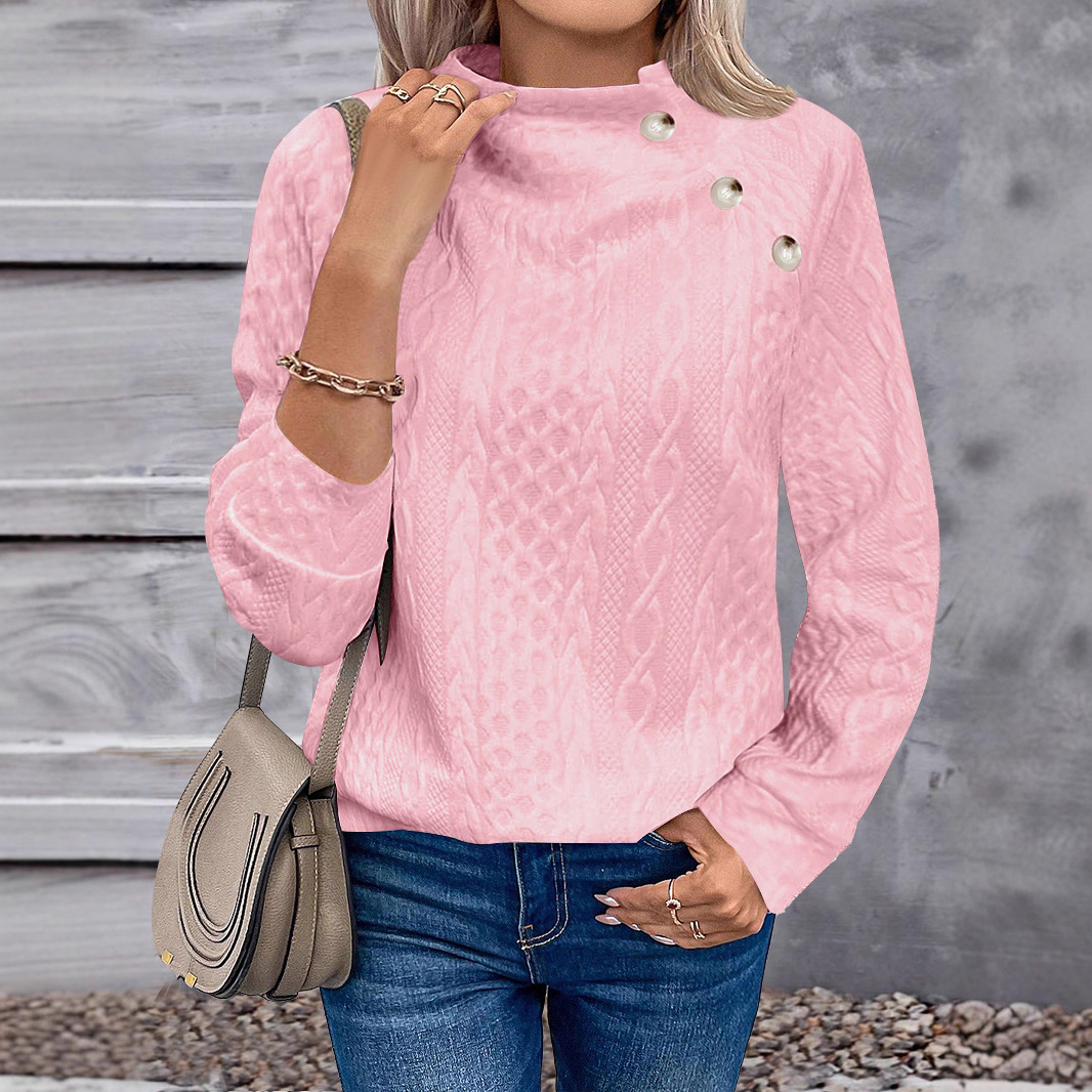 Women's Turtleneck Button Pullover Sweatshirt Tee
