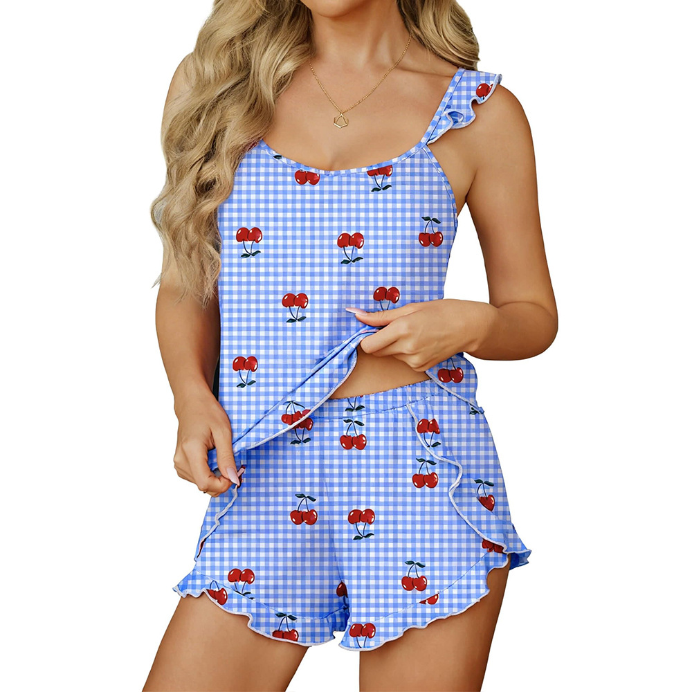 Women's Bow Print Cami and Shorts Pajama Set