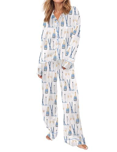Women's Cuban Collar Print Long Sleeve Shirt Set