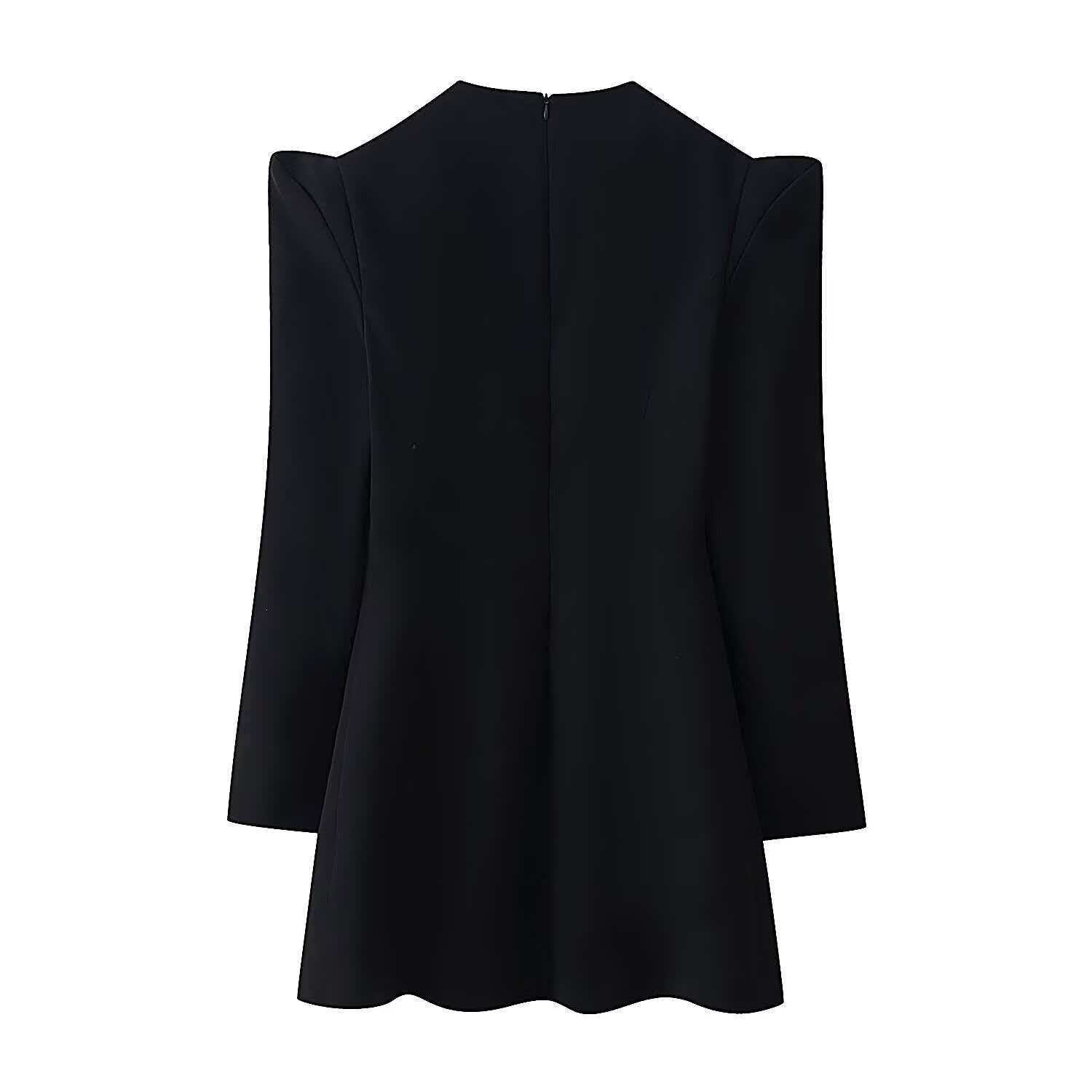 Women's Slim Fit Stand Collar Cutout Long Sleeve Midi Dress