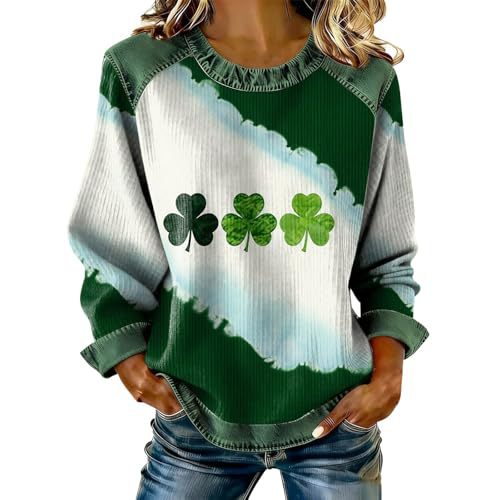 Women's Clover Tree Plant Print Crewneck Sweatshirt