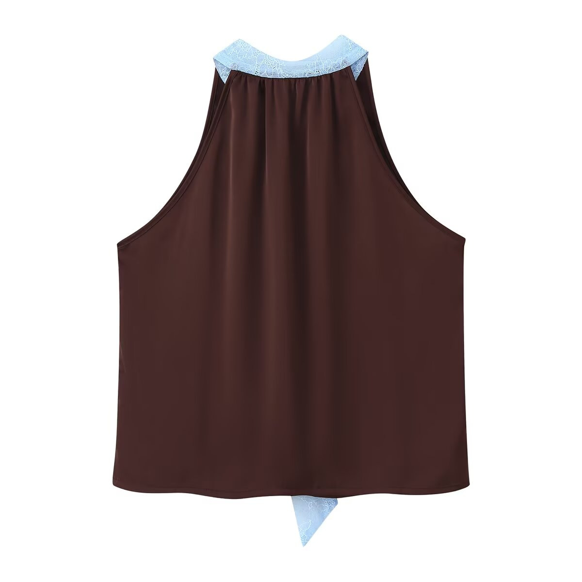 Women's Lace Spliced Cami Top and Skirt Set with Ribbon Accent