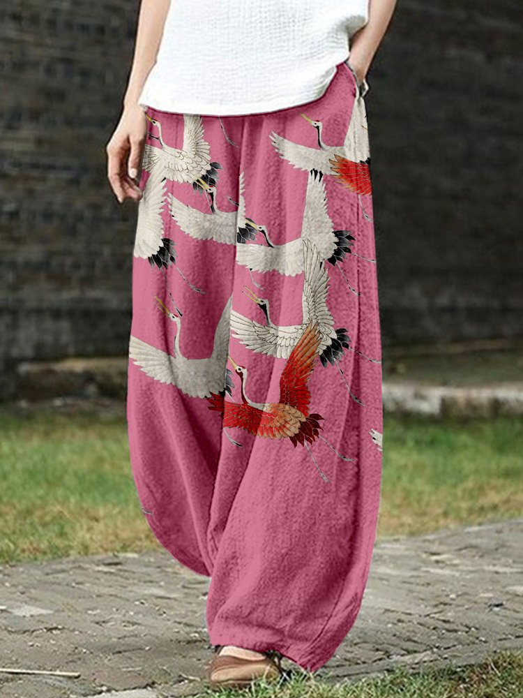 Women's Vintage Floral Print Casual Pants