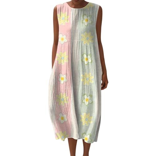 Women's Vintage Floral Print Sleeveless Midi Dress