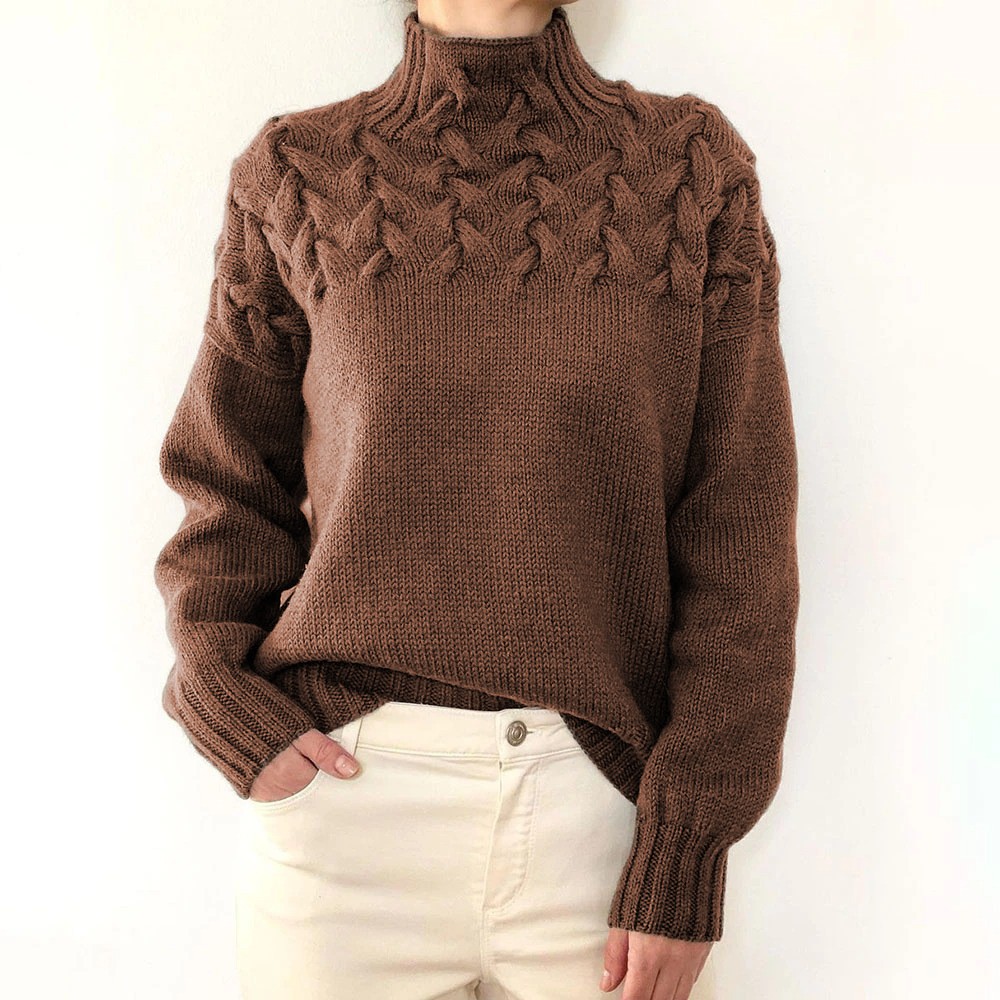 Women's Turtleneck Long Sleeve Sweater Pullover Solid Color