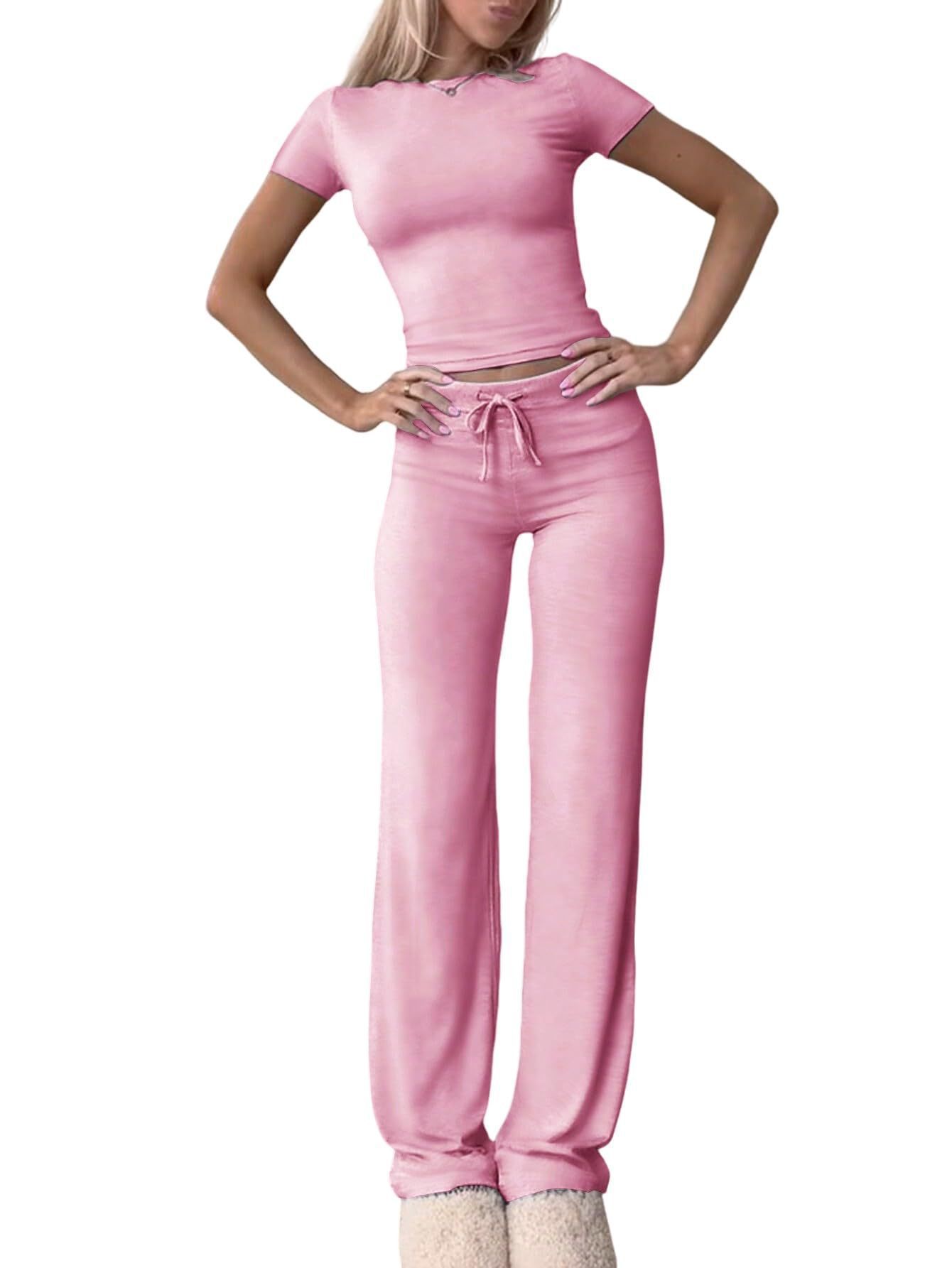 Women's Casual Two-Piece Set Short Sleeve Top & Long Pants