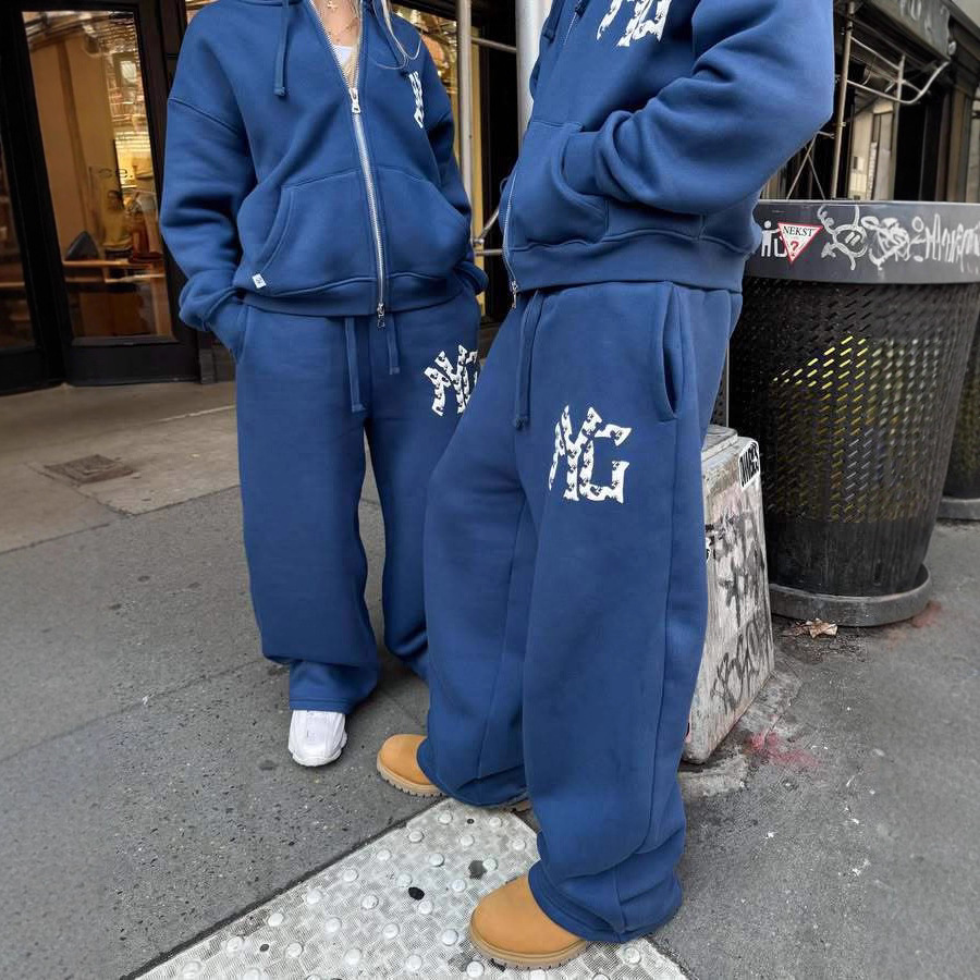 Unisex Graphic Print Zip-Up Hoodie Sweatsuit Set