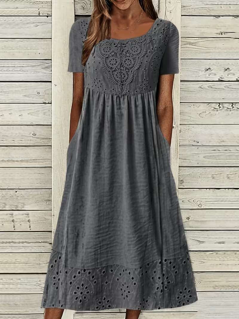 Women's Elegant Floral Print Pleated Midi Dress