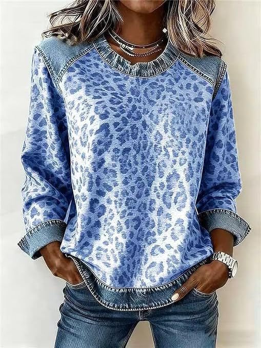 Women's Leopard Polka Dot Print Casual Sweatshirt