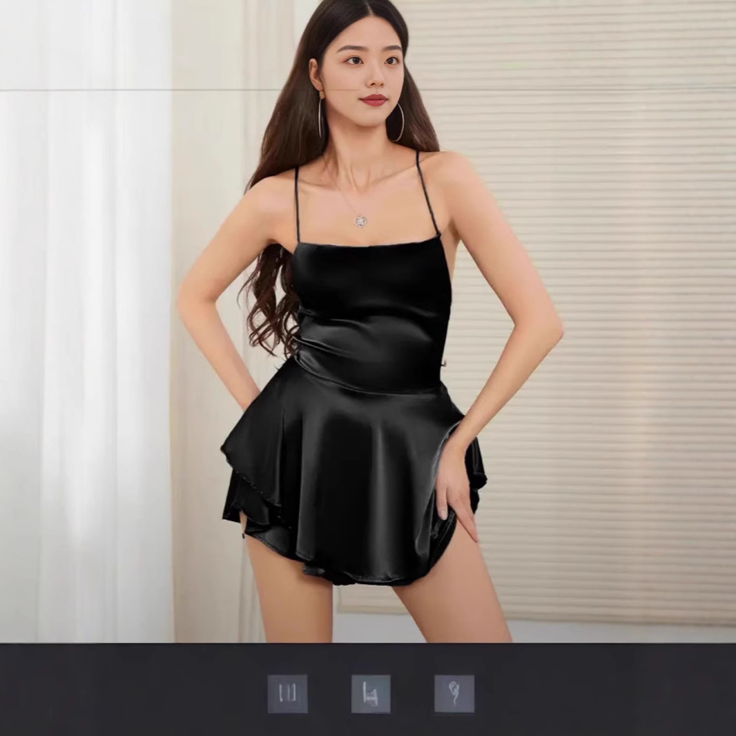 Sexy Satin Backless Tie A-Line Dress & Wide-Leg Culotte