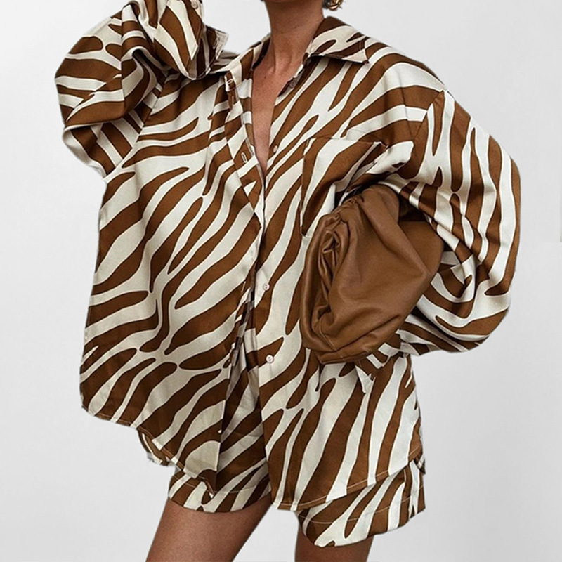 Women's Printed Shirt & Shorts Set – Casual Loose Fit