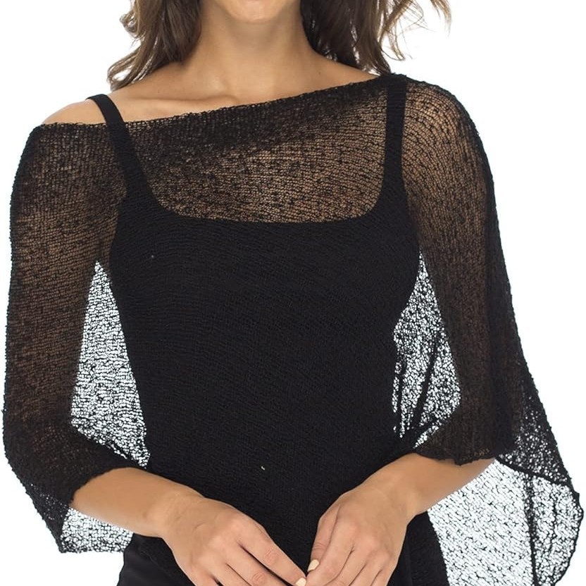 Irregular Hollow-Out Knit Beach Cover-Up Sun Protection Shawl
