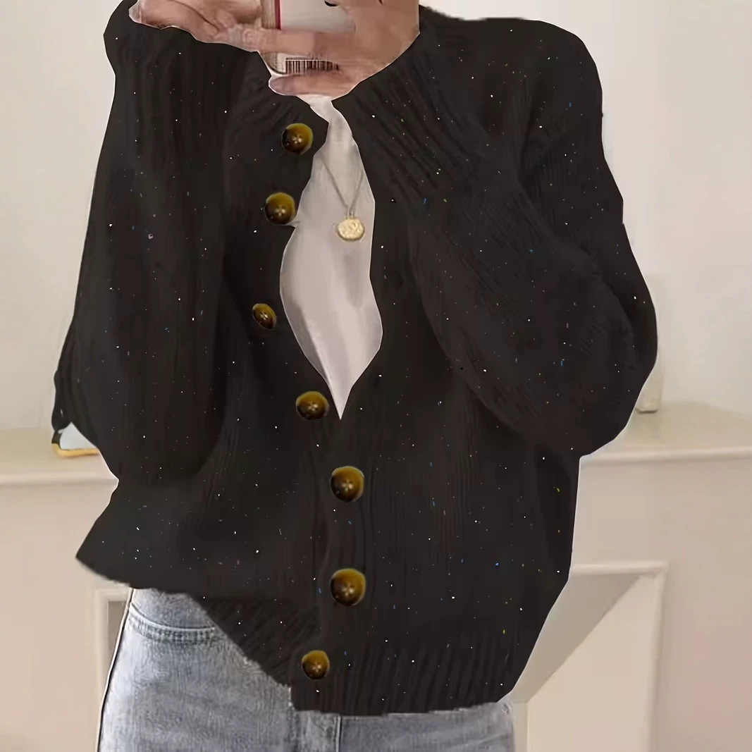 Women's Single-Breasted Knit Cardigan Short Sweater Jacket